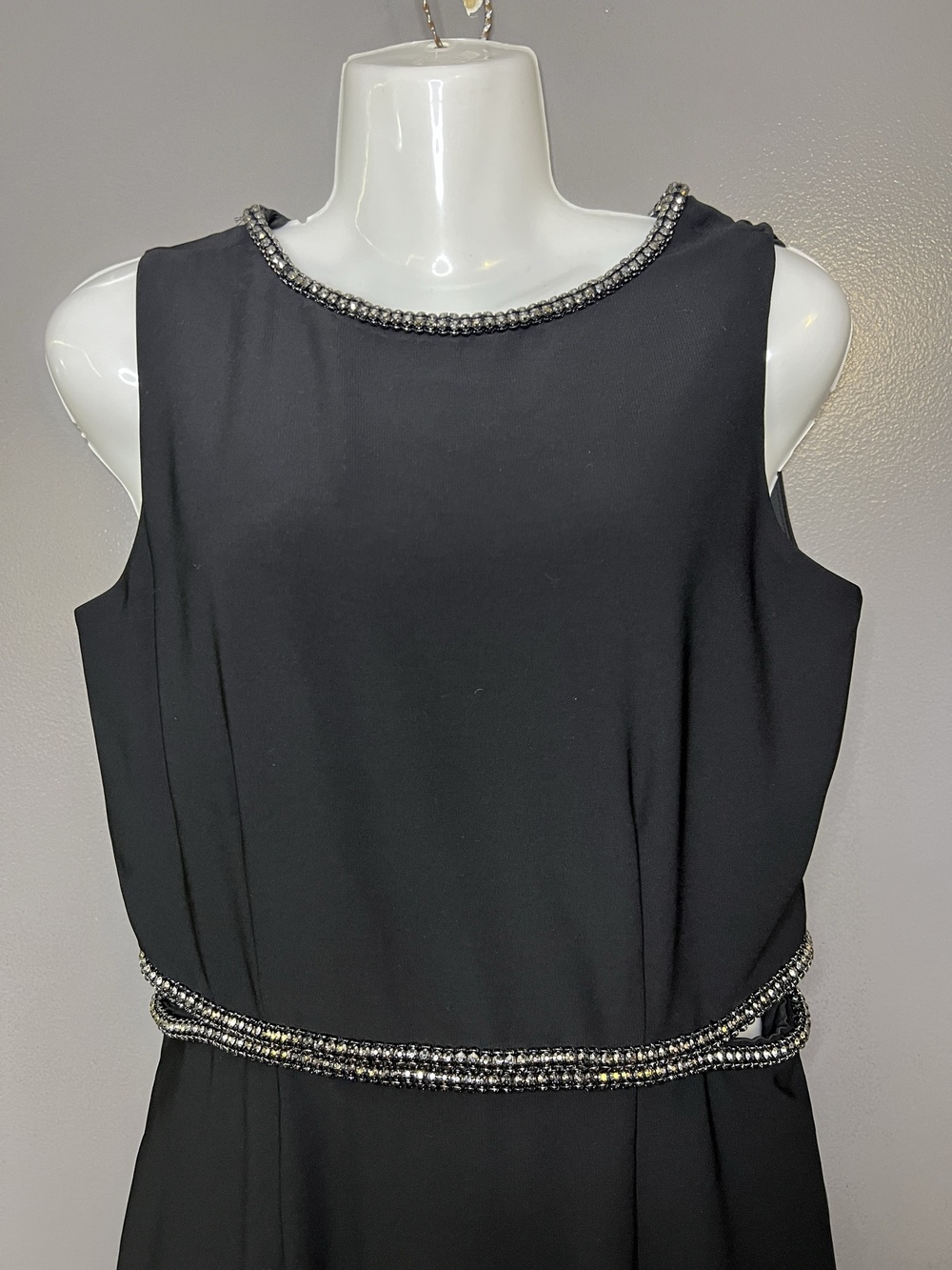 Laundry By Shelli Segal Dress Womens 8 Black Rhinestone Cutout Sheath Midi